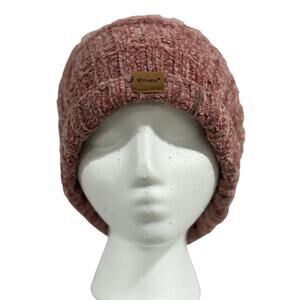 Coquette Blush Pink Chenille Ribbed Slouchy Beanie Soft Lined Winter Hat Womens
